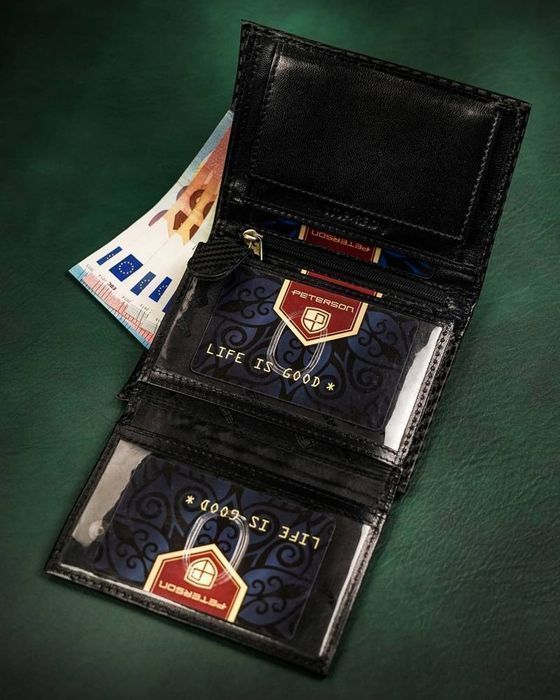 duży, skórzany portfel męski bez zapięcia - peterson