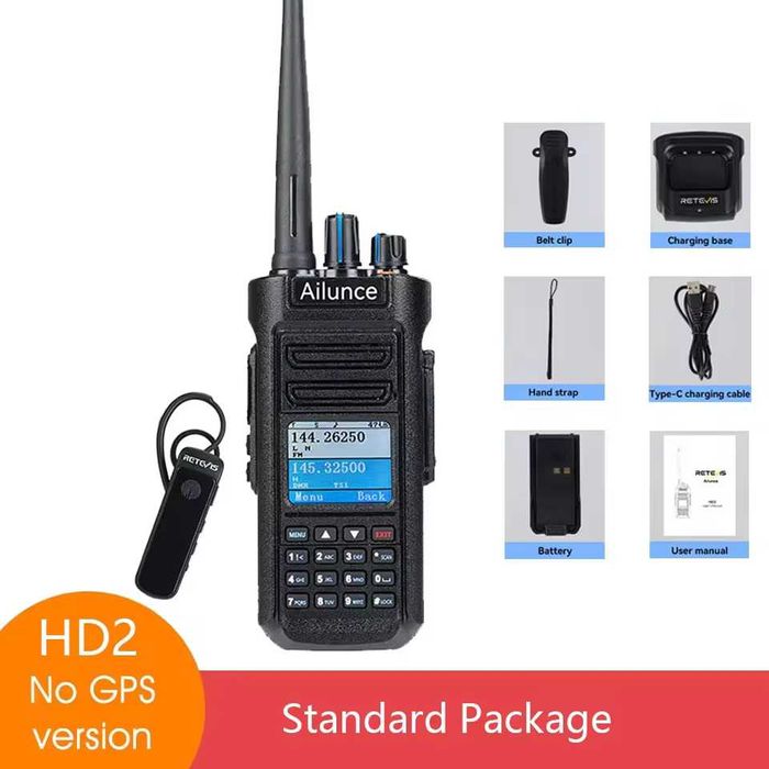 Retevis Ailunce HD2 DMR UHF VHF IP67 Waterproof Bluetooth, No GPS