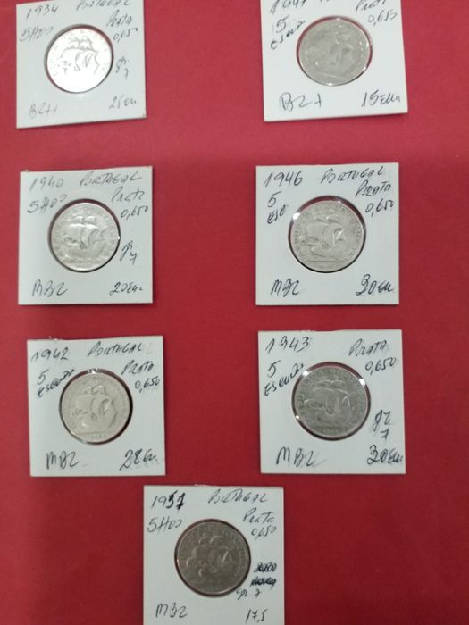 Moedas antigas em prata portuguesas