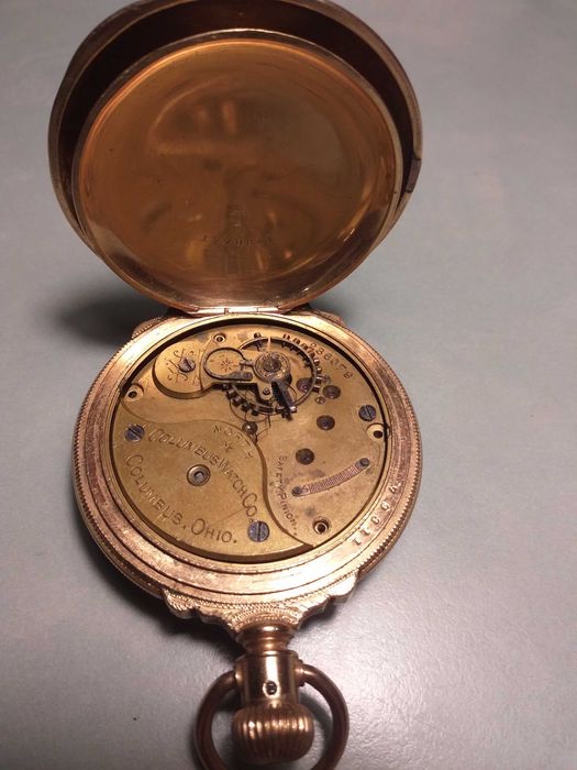 Columbus Ohio pozłacany zegarek kieszonkowy.  Nie sprawny na części