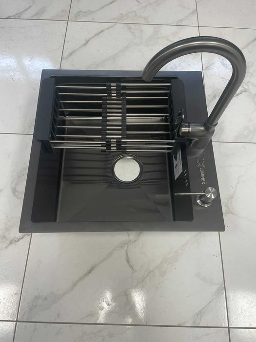 Мойка и смеситель Luminex 5050 PVD 4в1 3,0/1,0 мм из нержавеющей стали