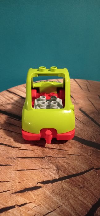LEGO Duplo oryginalne zielony samochód wyścigowy + kierowca + kanister