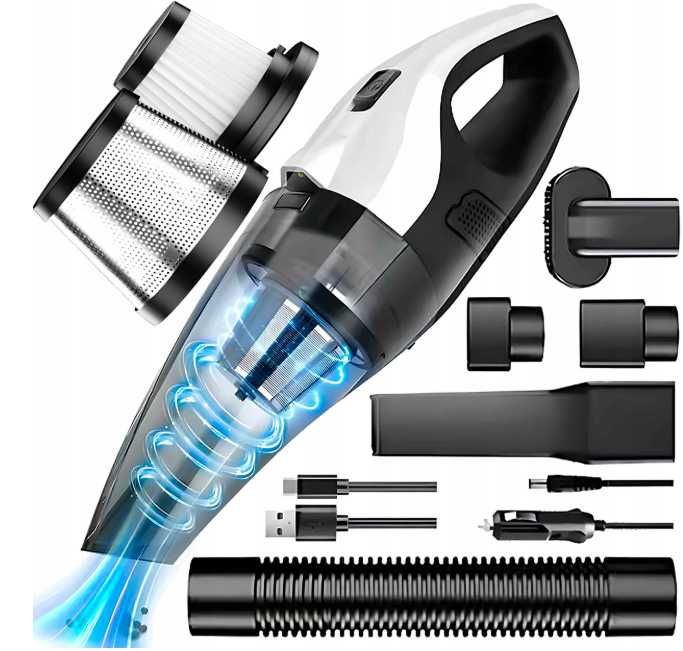 Odkurzacz ręczny samochodowy bezprzewodowy z podwójnym filtrem HEPA