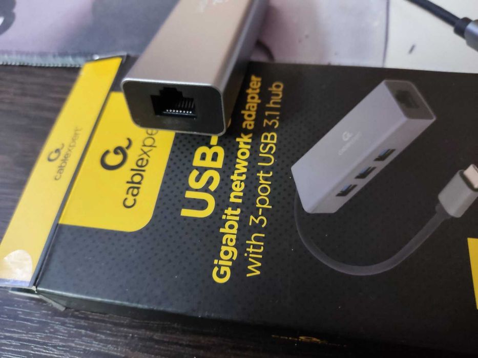 USB-хаб USB-C 3×USB 3.1 + Gigabit LAN RJ45 Cablexpert A-CMU3-LAN-01