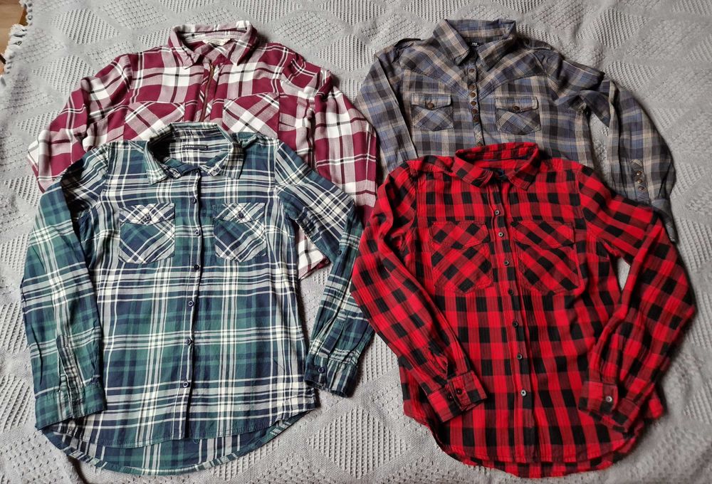 Koszule w kratke r. S i M, Cropp, Reserved i inne