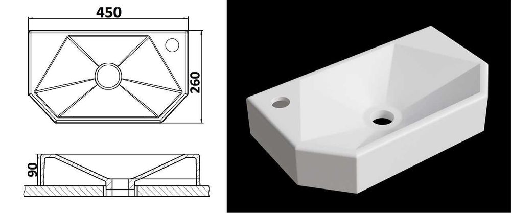 Уцінена Раковина, Умивальник накладний Luxor Calvin, Найнижча Ціна!