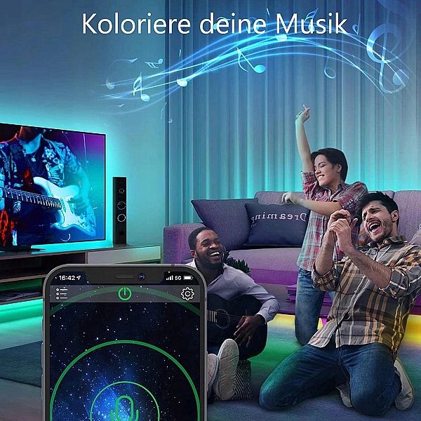 Taśma Led Rgb Bluetooth 5M Wodoodporna Mobilna Aplikacja Pasek 12V Pil