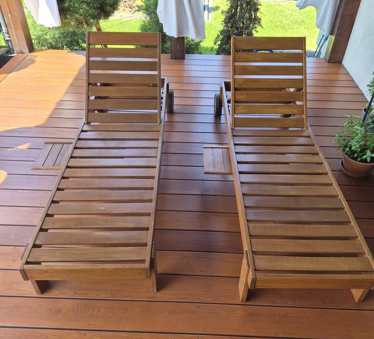 2 leżaki drewniane na taras