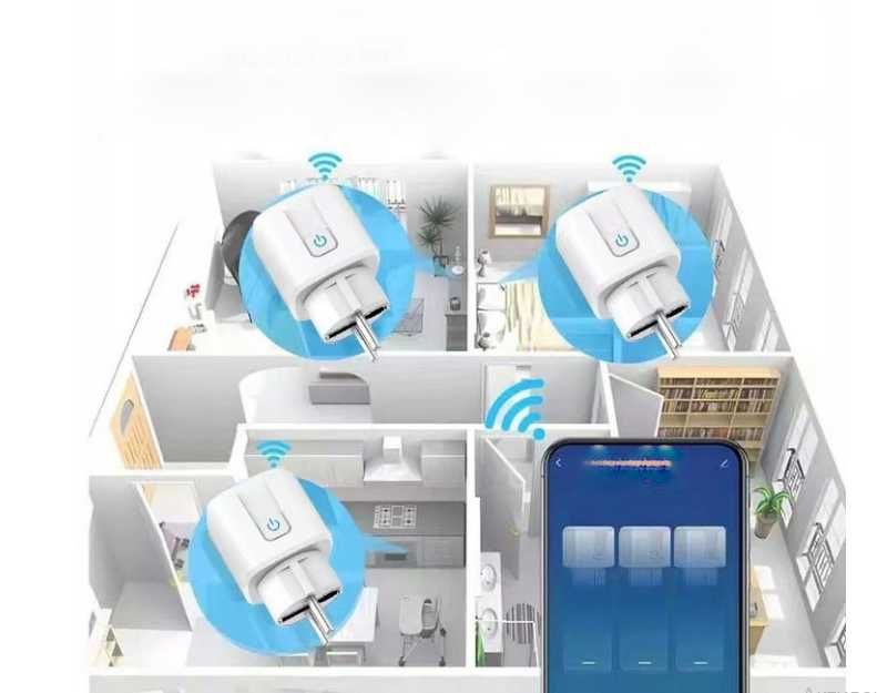 Inteligentna wtyczka wifi 16a z pomiarem prądu,smart home wifi ttst750