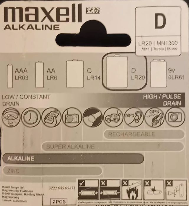 Pilhas Alkalinas Maxwell D RL20
