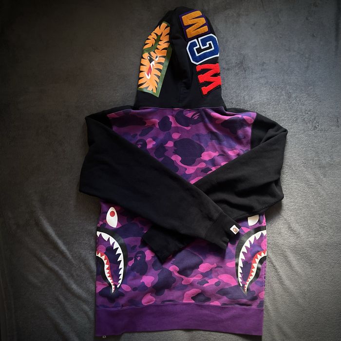 Authentic A Bathing Ape Side Zip Shark Wide Pullover Hoodie supreme