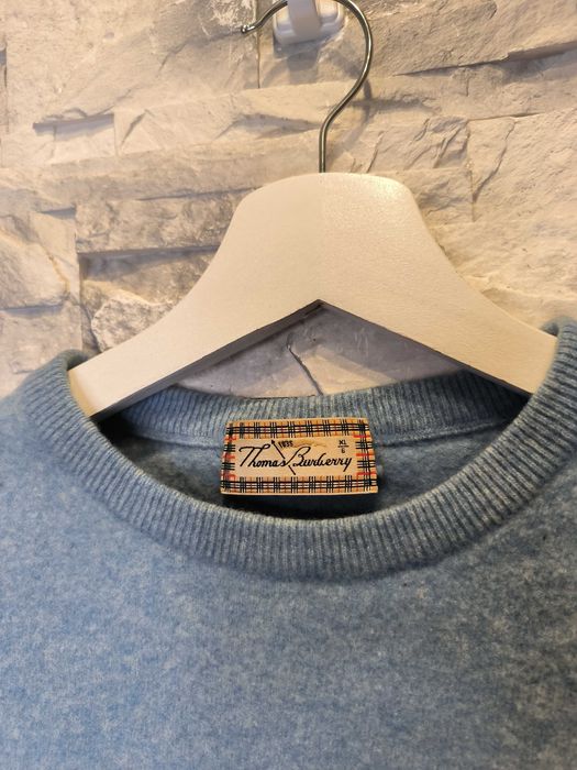 Sweter Damski Thomas Burberry Vintage Damski Niebieski Wełna Wełniany