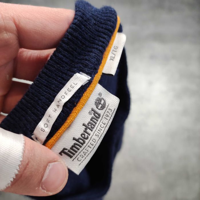 MĘSKI Elegancki Sweter Granatowy PREMIUM Wełna Logo Haft Timberland