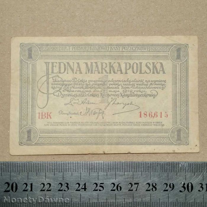 Banknot 1 marka polska 1919 seria IBK