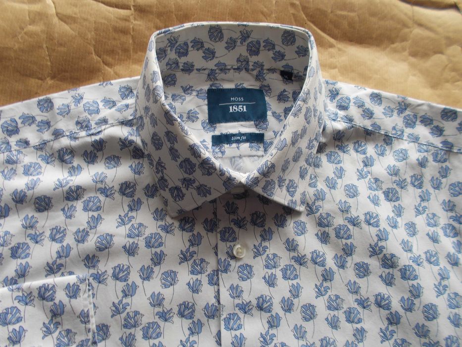 -L- MOSS 1851 Premium Designerska Koszula Męska L 41,5 cm UK