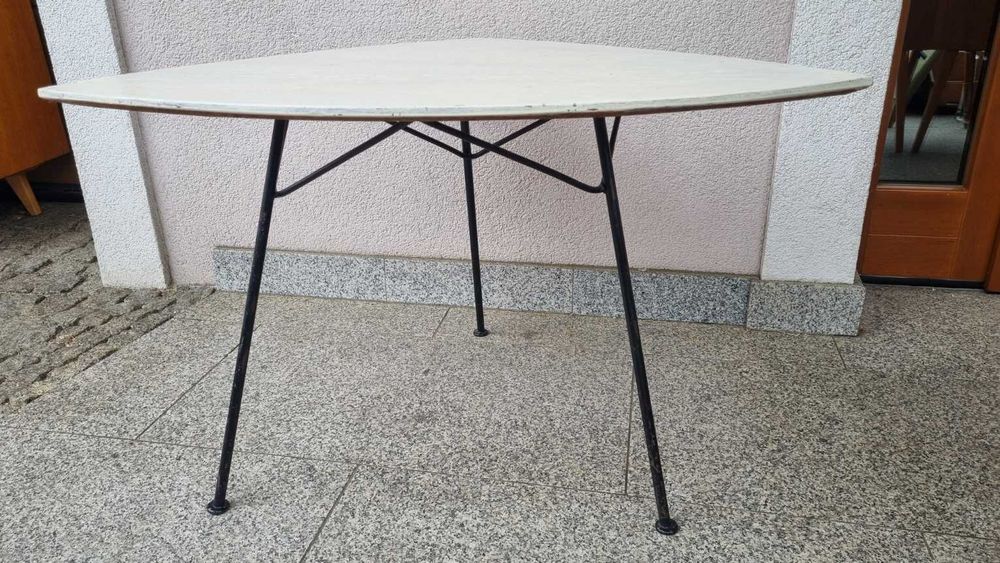 2x fotel rattanowy stolik l 60 Mid Century Design Czechosłowacja PRL
