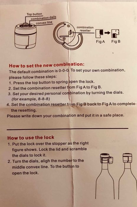 Bloqueio para segurança de garrafa