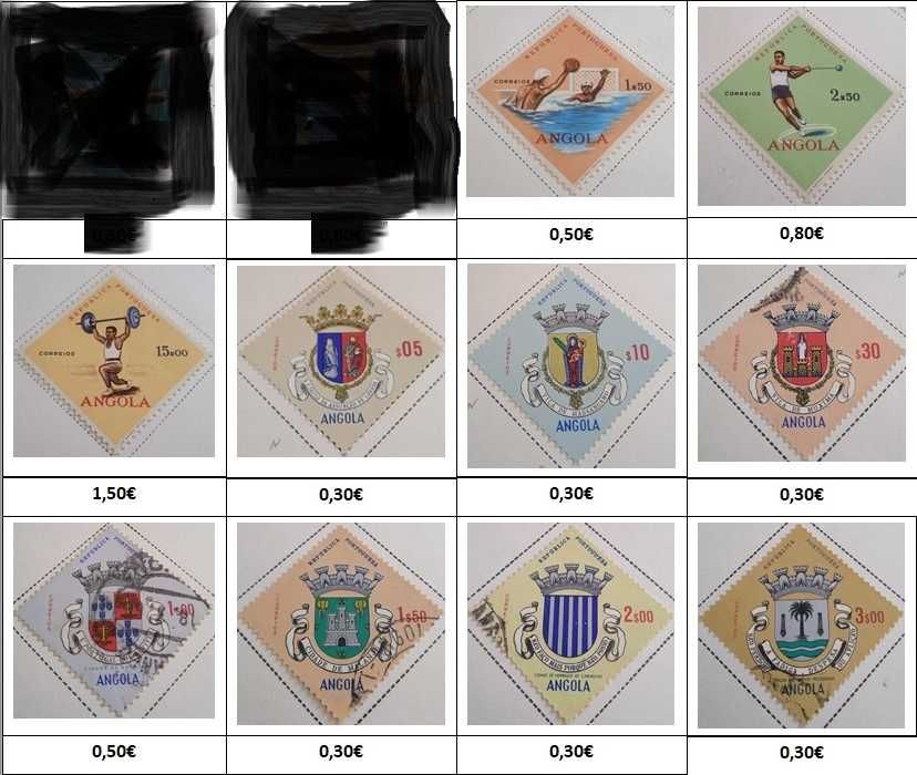 Selos de Angola 1914 a 1974 e República de Angola 1976 a 1982