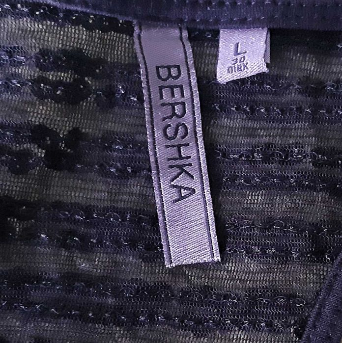 Czarny top z cekinami Bershka rozm. L