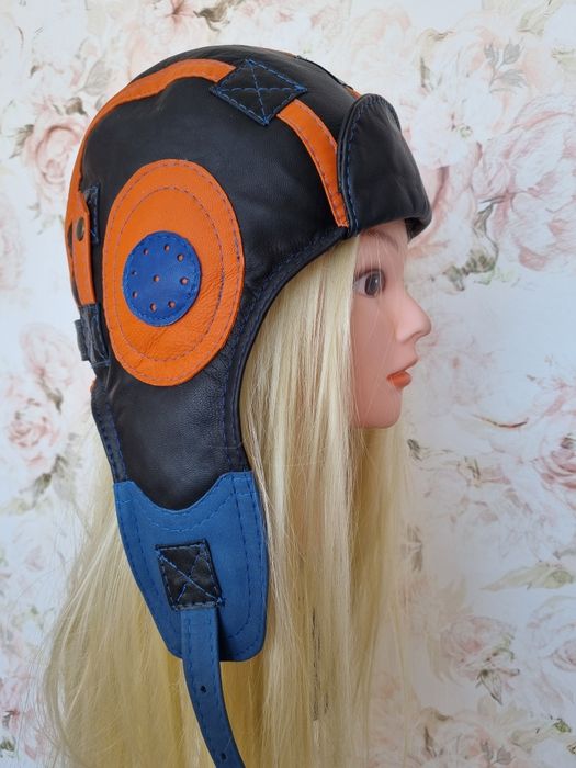Skórzana czapka pilotka