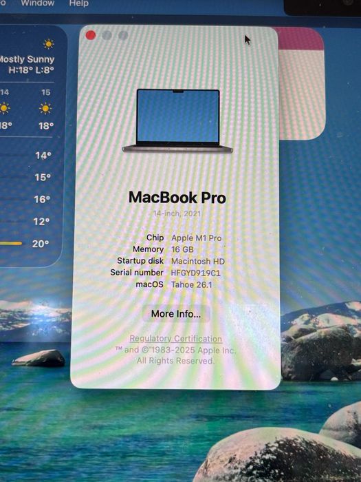 Portátil Macbook Pro M1 RAM 16GB Disco 1TB