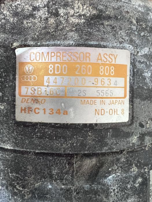 Компресон кондиціонера Denso 7SB16C, 8D0260808. Audi A4 B5 / Passat B5 / Superb.