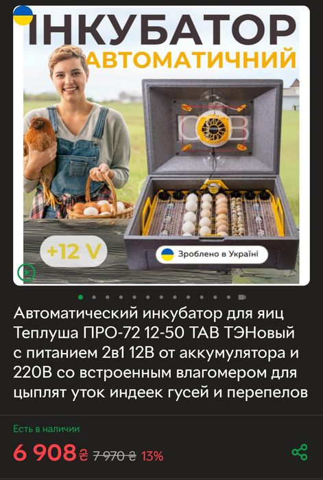 Автоматический инкубатор для яиц Теплуша б/у на 72 яйца