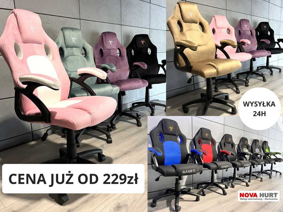 Fotel biurowy gamingowy obrotowy krzesło do biurka dla gracza Lugano