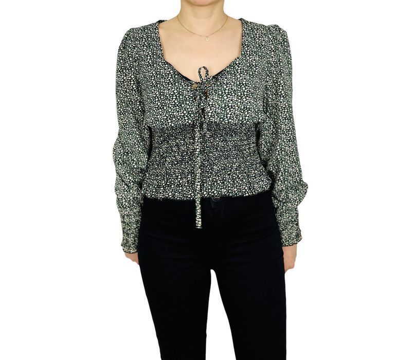 Zielona bluzka w drobne kwiaty S/M 36/38