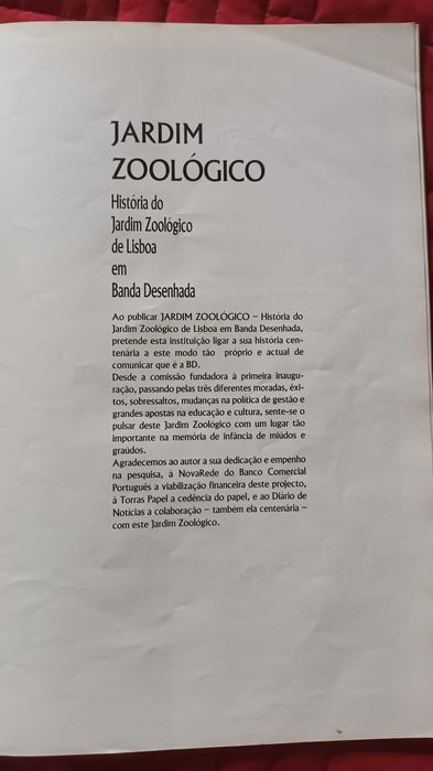 Livro em banda desenhada - História do Jardim zoológico de Lisboa