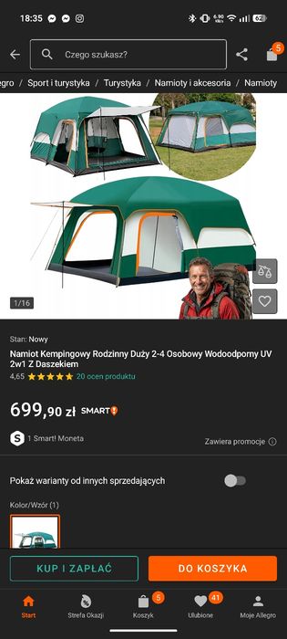 Duży namiot rodzinny turystyczny