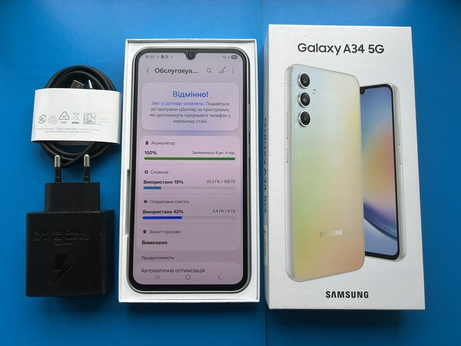 Телефон Samsung A34 8/128gb / Стан майже нового / Чек / Офіційний / Зарядка / A33 A34 A35 A36 A24 A25 A26 A53 A54 A55 A56