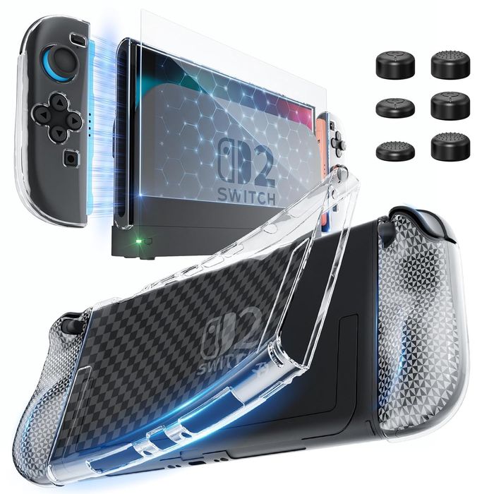 Etui Nintendo Switch 2 - TPU transparentne + szkło 9H