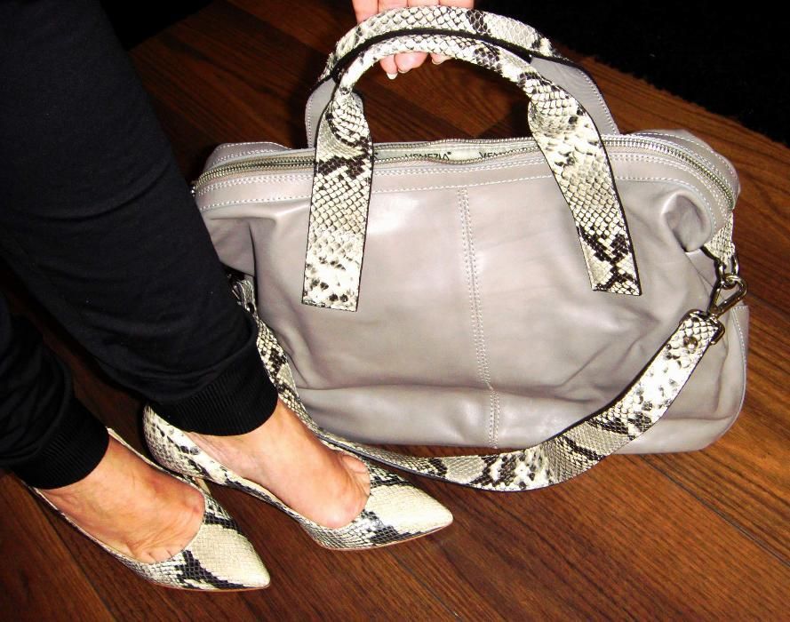 Czółenka Prima moda Zago r 36 wężowe odcienie beżu