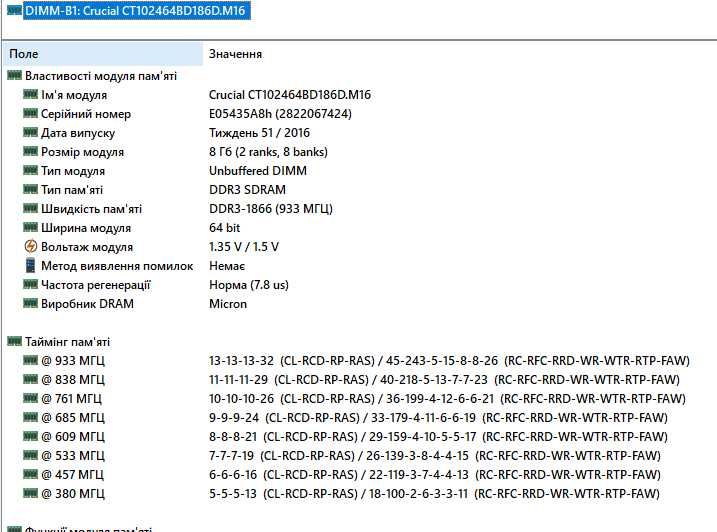 Crucial Micron 8Gb DDR3 1866 PC3-14900