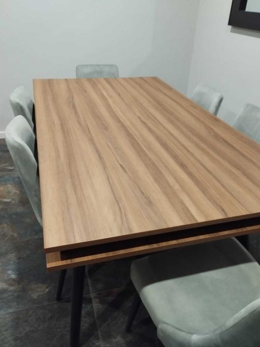 Conjunto de Mesa de Sala de Jantar + 6 Cadeiras