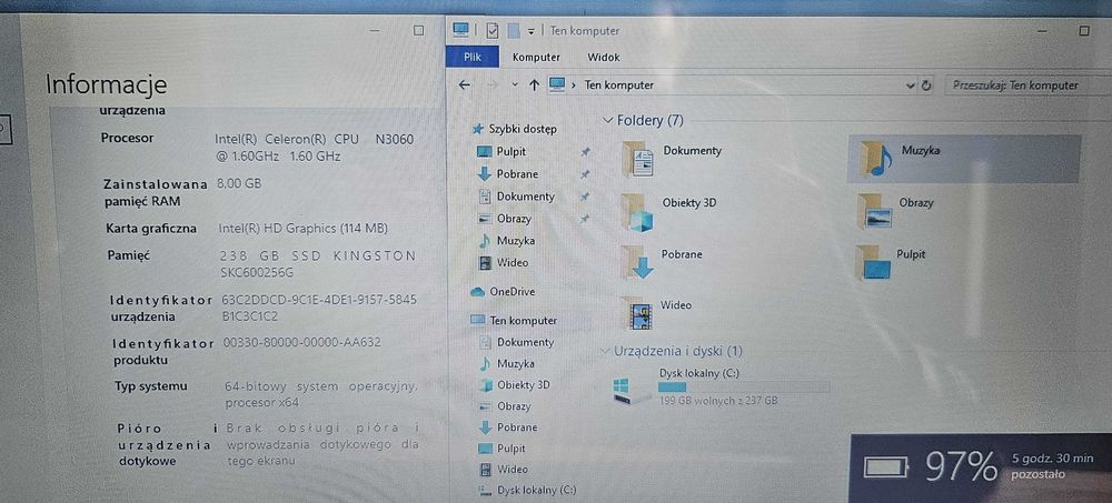 Laptop Dell Inspiron 15 3552  Celeron/8GB/240GB SSD 15,6" Nowa BAT