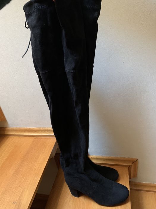 Dlugie kozaki zamszowe za kolano, muszkieterki. Rozmiar 40.