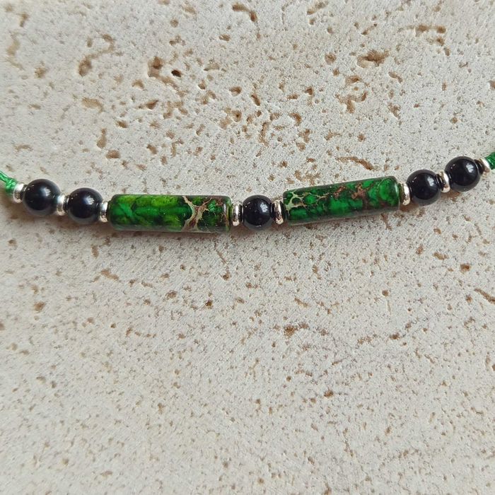 Bransoletka damska "Zara" - turmalin, jaspis cesarski - handmade, unikat, na prezent.