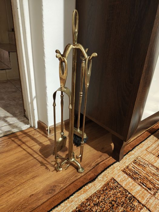 Zestaw Kominkowy Mosiężny Narzędzia do kominka