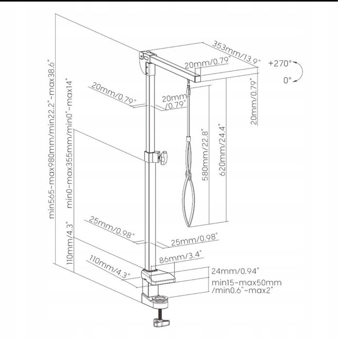 Wysięgnik do stołu groomerskiego