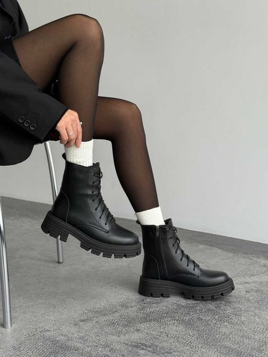 Зимові шкіряні черевики ботінки зимние кожаные ботинки берці 36р-23см