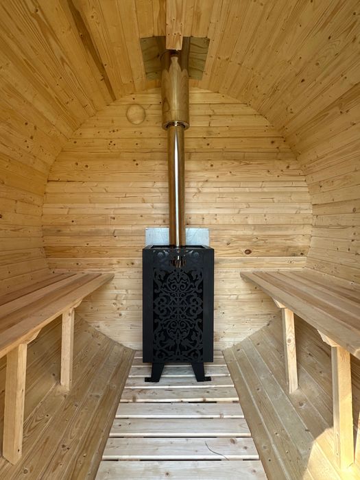 ZŁOŻONA Sauna ogrodowa beczka z piecem harvia 9kw