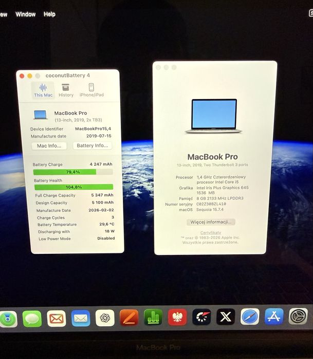 MacBook Pro 13” 2019 nowa bateria