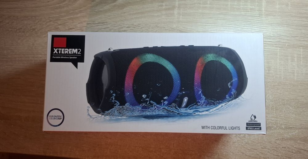 Głośnik Bluetooth przenośny czarny Xterem2 z oświetleniem LED