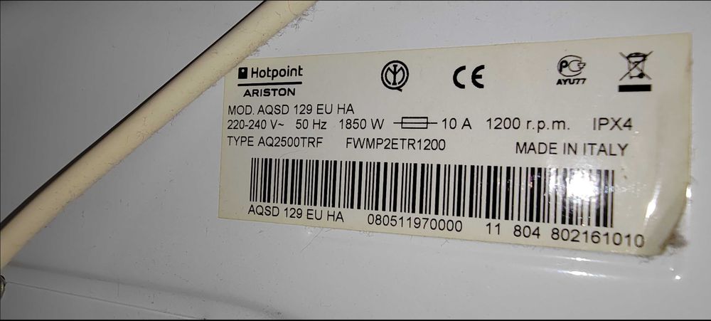 Pralka Hotpoint-Ariston Aqualtis AQSD 129 – sprawna, 1200 obr./min