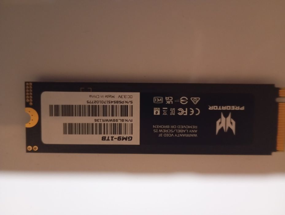 Para venda SSD Predator GM9-1TB gen5