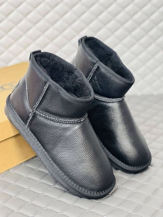 Кожаные мужские угг мини на шерсти IGG mini leather