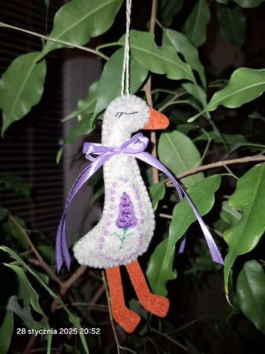 Lawendowa gęś ozdoba zawieszka gąska