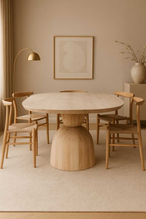 Stół z toczonymi nogami drewnianymi masywny rozkładany stolarz